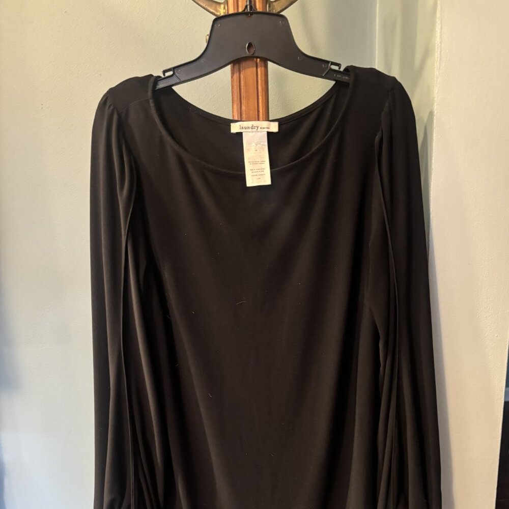 Slit Sleeve Shift Black Dress, size M, Laundry by Design
